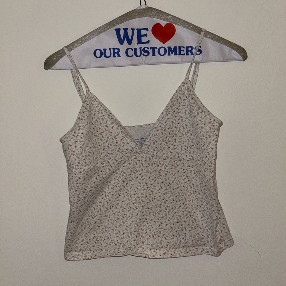BRANDY MELVILLE Floral White Women's Top
